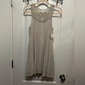 Kimchi Blue Anthropologie beaded Crystal Jewel Swing Dress gray XS stunning NWT